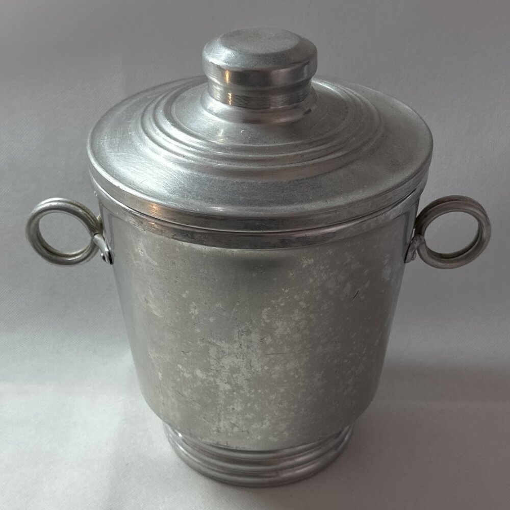 Vintage Mid Century NASCO Aluminum Ice Bucket w/ Lid Made in Italy